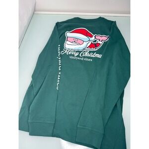 Vineyard Vines Long Sleeve Christmas Pocket Tee Boys XL (18) Santa Whale T Shirt